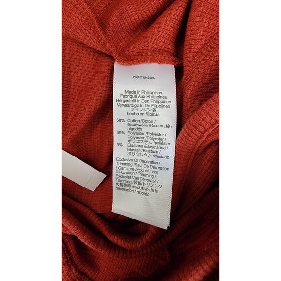 MADEWELL Deep V-Neck Thong Knit Bodysuit In Ground Madder Terracotta XXS - Picture 6 of 6